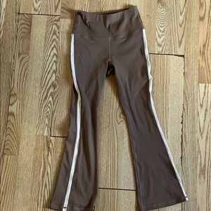 Brown Kids Flared Leggings with White Stripes